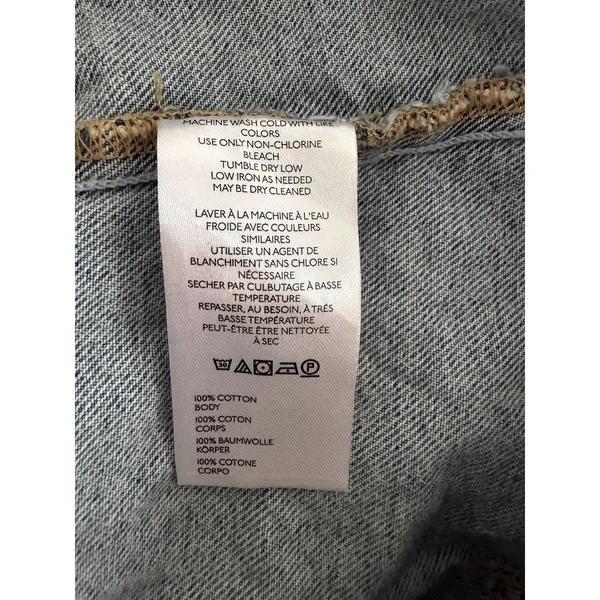 Free People We The Free Aimee Denim Long Vest‎ Ultra Light Beam Women's Size Med - Image 13