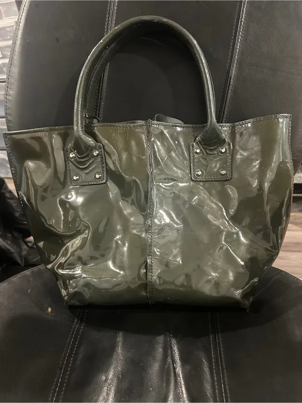 Orciani Olive Green Patent Tote - Image 9