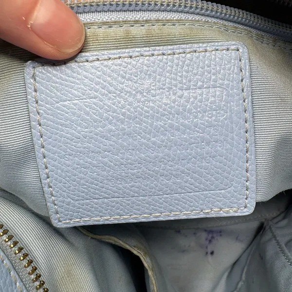 Coach Crossgrain Leather Taxi Street Zip Tote Sky Blue W/ Hangtag XL Purse Flaws - Image 5