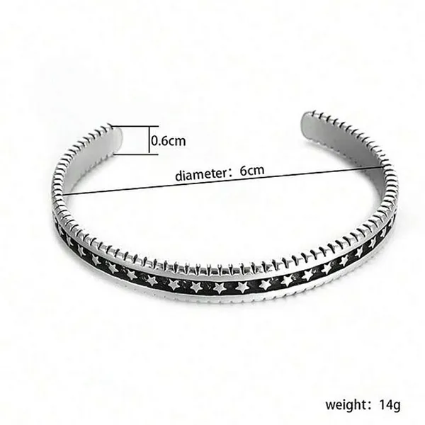 Solid Engraved Star‎ Bracelet | 925 Sterling Silver - Image 13