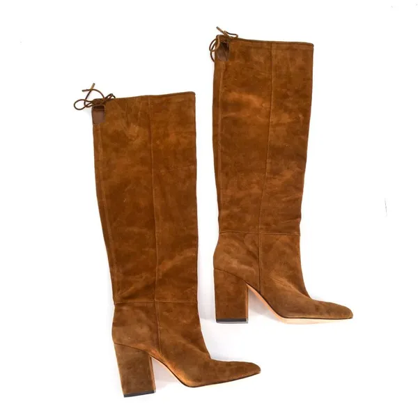 Vince Camuto Sarelia Knee High Boots Suede Brown Block Heel 7 - Image 2