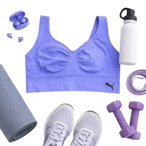 Puma Purple Seamless Wireless Sports Bra Women’s Large Athletic Activewear EUC - Image 2