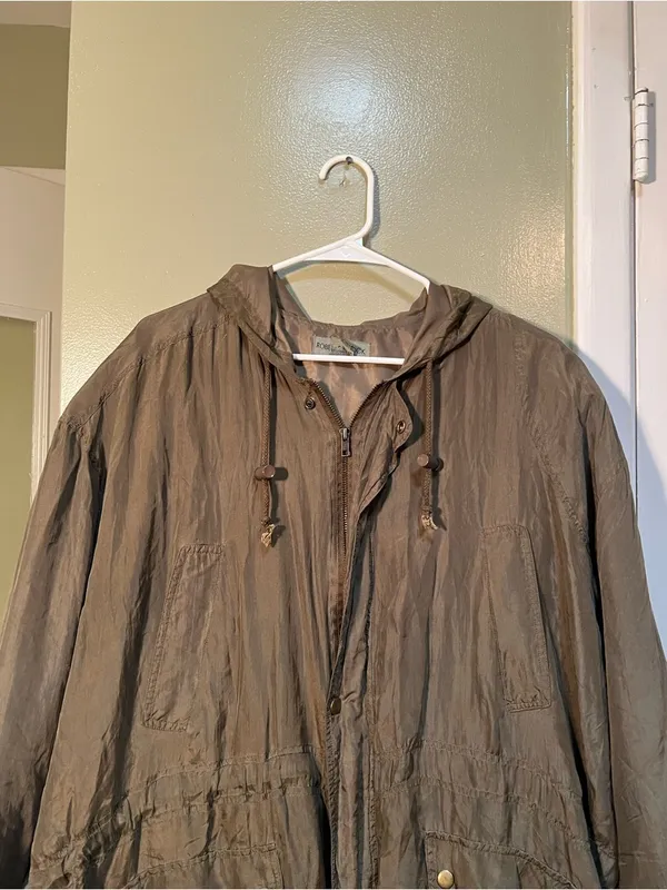 Robert Stock Women's Size Large Jacket Dark‎ Green Full Zip Snap Shoulder Pads - Image 2