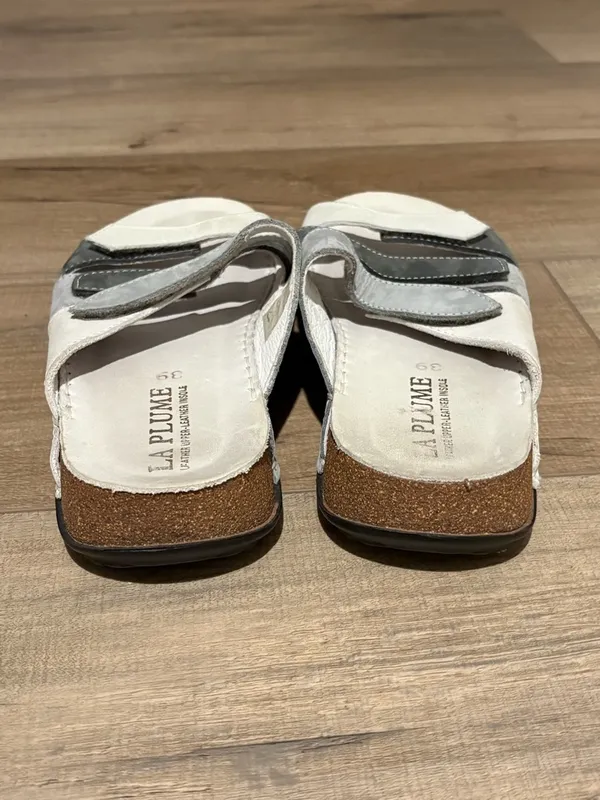 La plume leather slip on sandals white grey‎ size 39 - Image 4