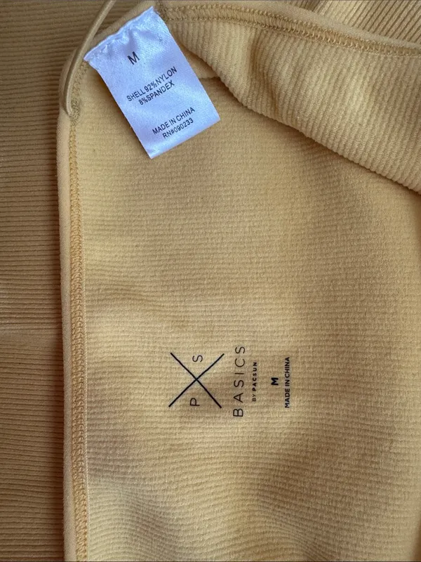 Yellow Ribbed Spaghetti Strap Bodysuit - Image 2