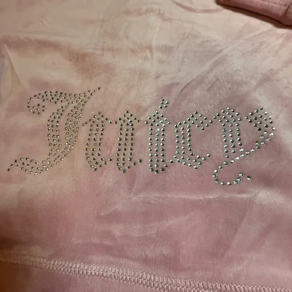 Juicy Couture Pink Velour Rhinestone Logo Zip Up‎ Hoodie Sweatshirt Large Y2K - Image 10