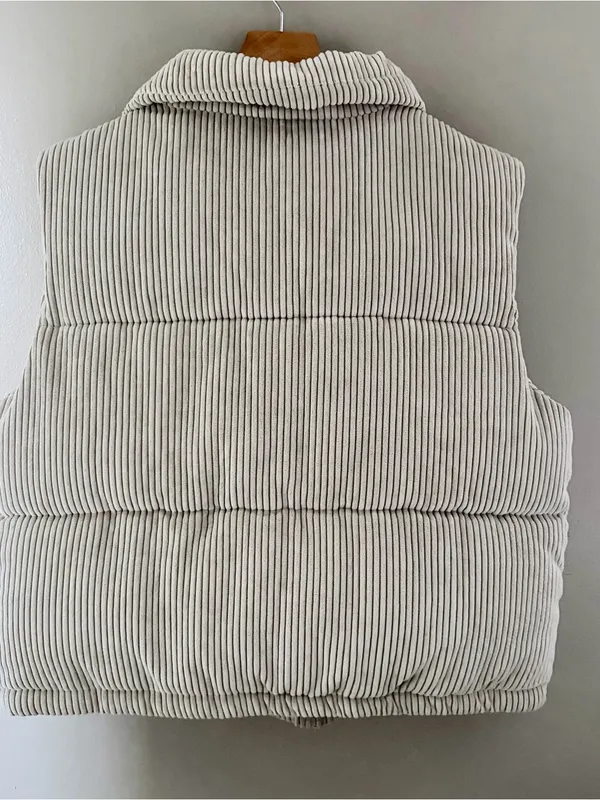 7 For All Mankind Tan Corduroy Puffer Vest Large - Image 5