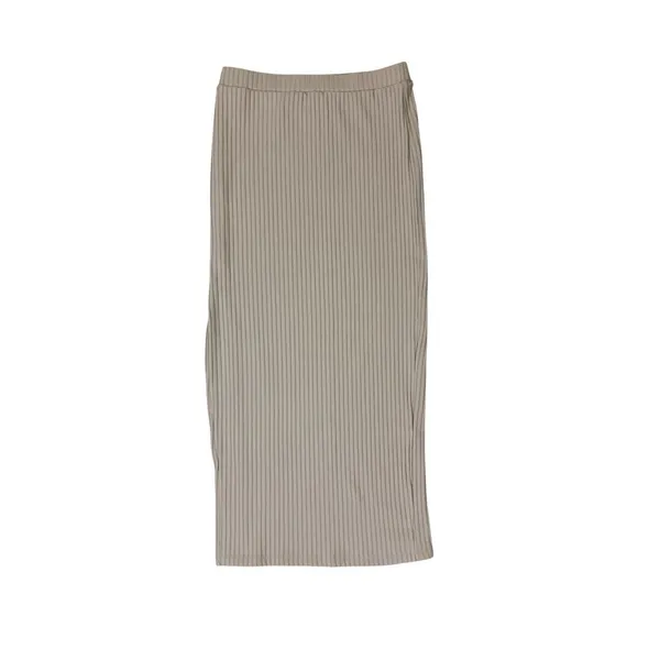 Princess Polly Beige Ribbed Midi Skirt US 4 Minimalist Stretch Bodycon - Image 2