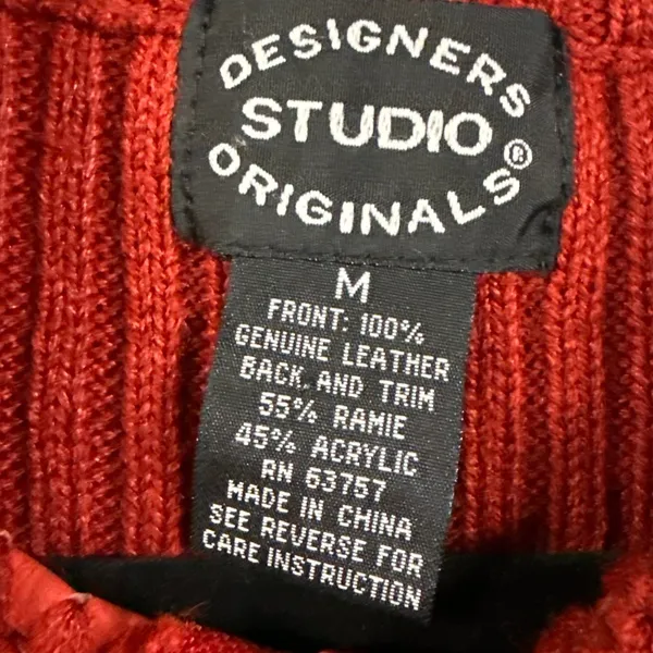 VTG Designers Studio M Suede Leather Knit Vest Red Boho Western Rustic Holiday - Image 9