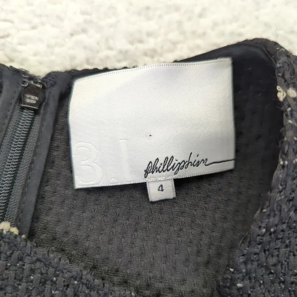3.1 Phillip Lim Black Tweed Textured‎ Sheath Dress with Belt Size 4 Winter - Image 5