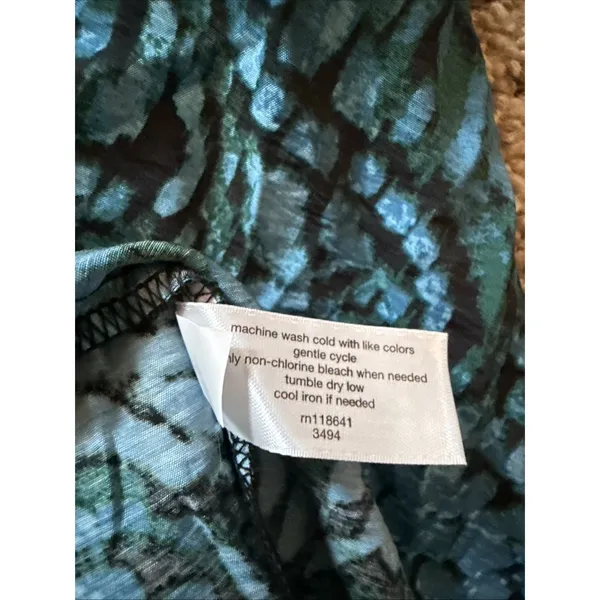 Lane Bryant Dress Womens 24‎ Blue Green Smocked shoulder Long Sleeve Midi dress - Image 13