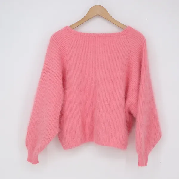 Unbranded Cardigan Womens M Fuzzy Knit Pink Raglan Sleeve Pockets Excellent - Image 2