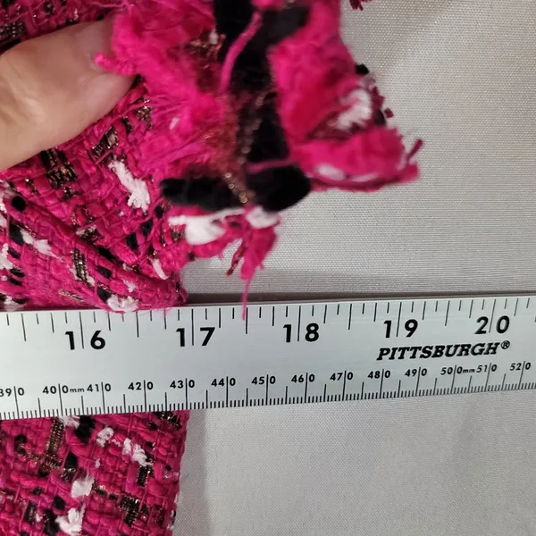 Kate Spade Size 2 NWOT Festive Tweed Mini Shift Dress Magenta Pink Fringe K9841 - Image 5