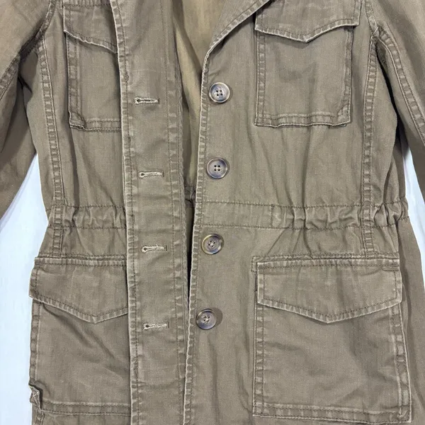 J.‎ Crew Jacket Brown Button Up Lightweight Utility Drawstring Waist Military S - Image 9
