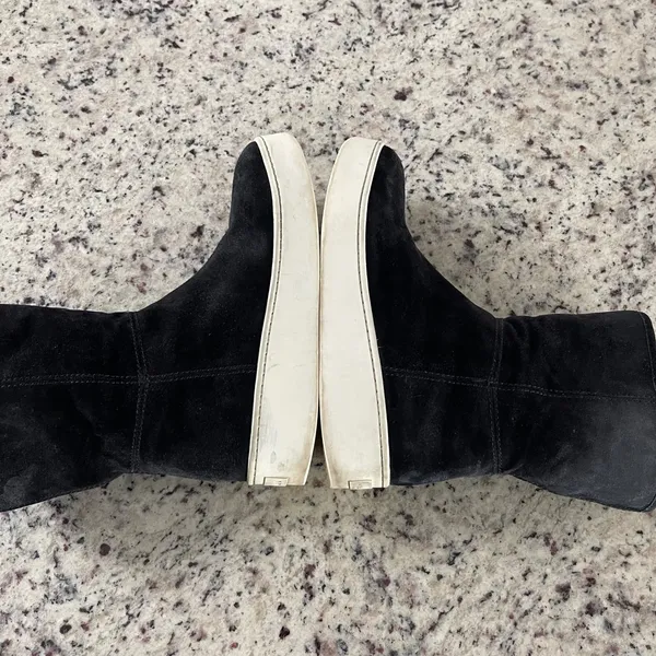 Via Spiga Elona Suede‎ & Fur Platform Boots Women Black Minimalist Mid Calf 8 - Image 7