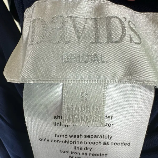 David's Bridal Navy Blue Sleeveless Chiffon Draped Pleated Bride's Maid‎ Dress 8 - Image 7