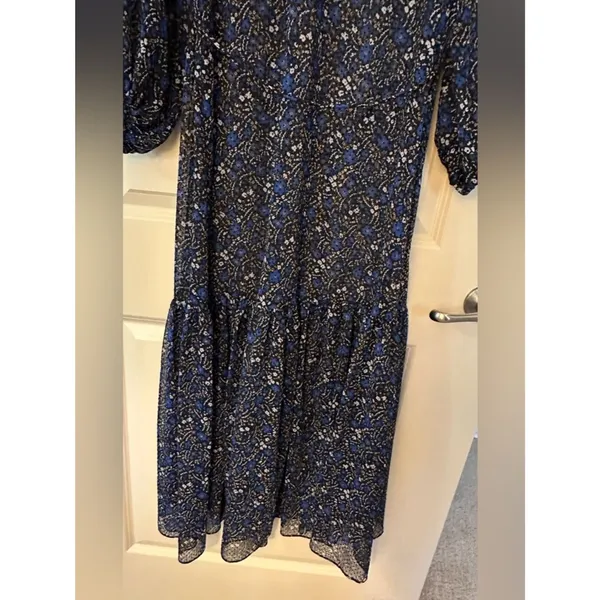 Banana Republic Black Blue Long Sleeve Laxi Sheer Dress Women's Sz 0 - Image 5