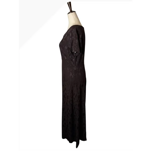 Laura Ashley Vintage 90s Dress Women 8 Brown Floral Jacquard Maxi Cottagecore - Image 7