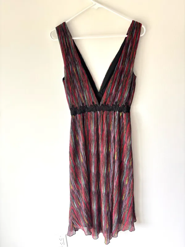 House of Harlow 1960 X Revolve Yelena Midi Dress Linen Multi Color Stripes Y2K - Image 7