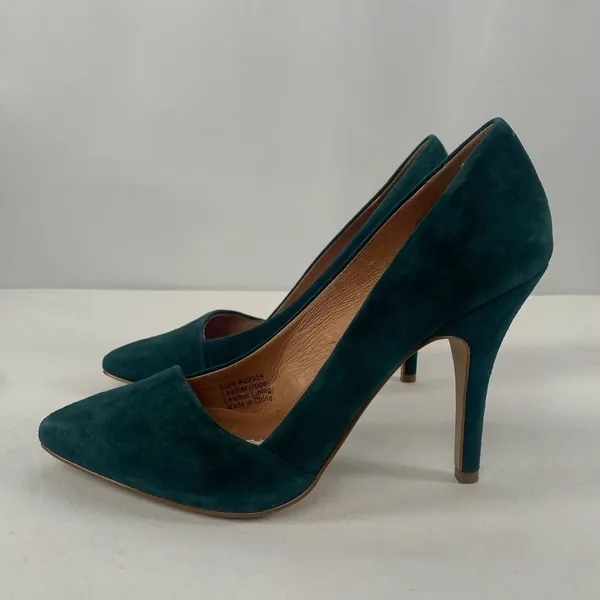 Madewell The Mira Suede‎ Point Toe Heels in Green Size 6 - Image 5