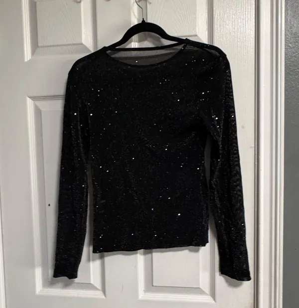 See through Sparkly top Black Size L - Image 2