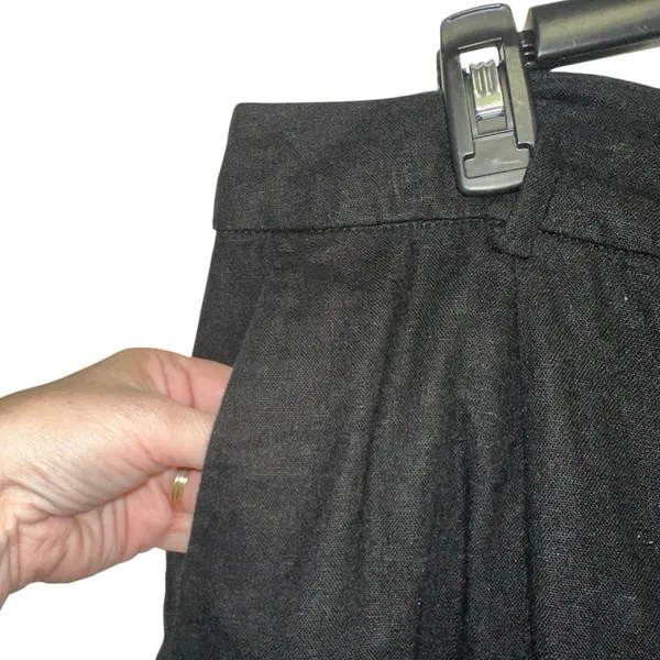Old Navy Taylor Wide Leg‎ Linen Blend Trousers Black High Rise Relaxed Large - Image 2