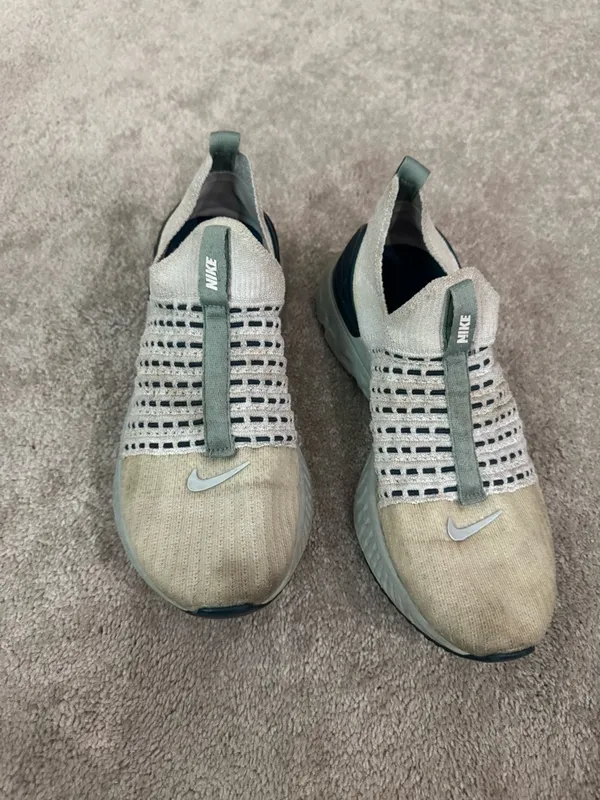 Nike Women’s Slip-On Knit Sneakers - Beige and Dark Green - Image 2