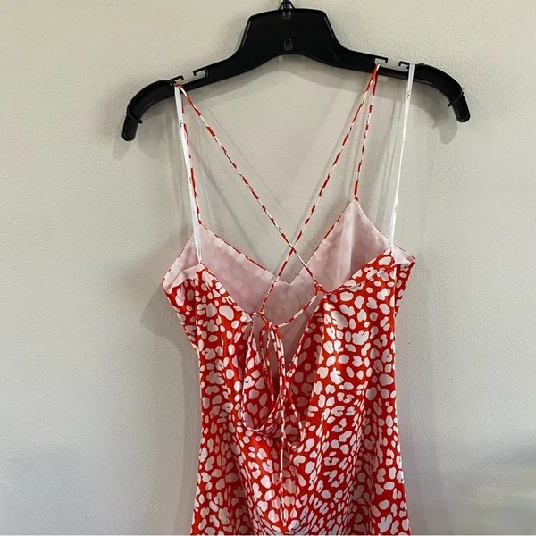 Lulus Calling My Spirit Red Satin Print Midi Slip Dress Cottagecore Size L‎ - Image 6