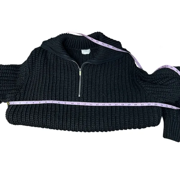 H&M 1/4 Zip Super Chunky Knit Ribbed Sweater Womens M/L Preppy Dark Academia - Image 8