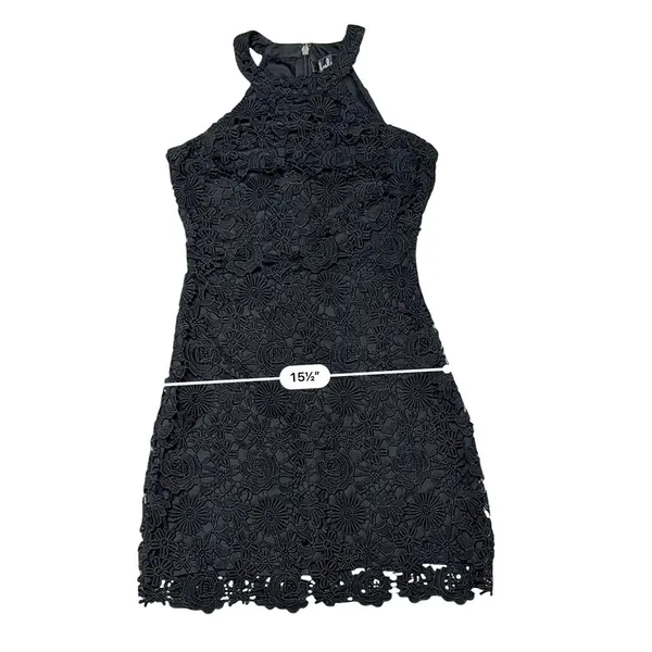 Lulu's Love Poem Black Crocheted Lace Dress SMALL Sunflower Pattern‎ LBD - Image 8