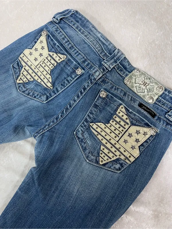 Miss Me bootcut Star-Embellished Jeans Designer Americana 4th of July size 28 - Image 2