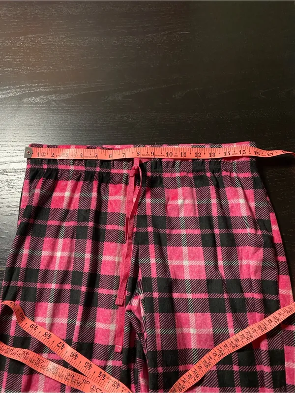Women's Pink Plaid Fleece Pajama Pants - Cozy Lounge Bottoms - Image 3