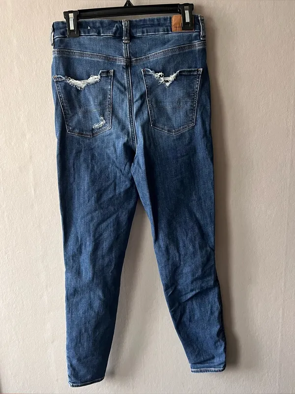 American Eagle Distressed Patched Curvy Super Hi Rise Jeggings Size 8 - Image 5