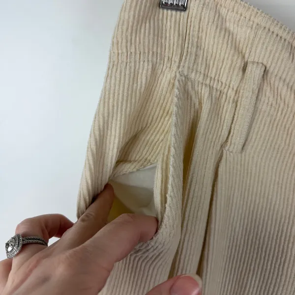 Sézane Cream Corduroy‎ Wide Leg Trousers Pants Size 40 US 8 Minimalist Old Money - Image 3
