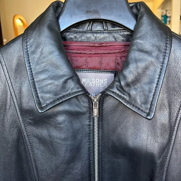 Wilsons Leather Black Zip Front Jacket Women’s Medium Genuine Leather Classic M - Image 4