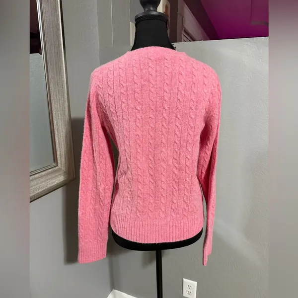 VTG J. Crew Lambs Wool Rabbit Hair Pink Barbiecore Knit Sweater Size Medium. - Image 3