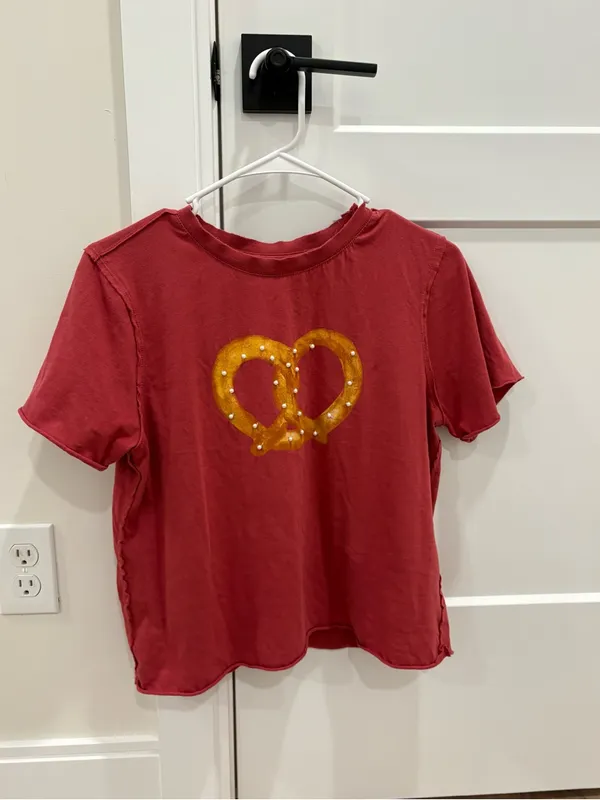 Maeve Red Short-Sleeve Tee with Yellow Pretzel Graphic Size XS - Image 2