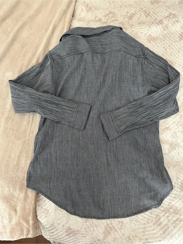 7 For All Mankind Black and White Check Button-Down Shirt - Image 4