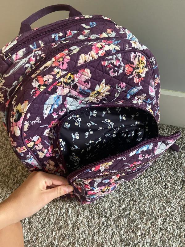 Vera Bradley Campus Backpack Maroon Floral - Image 14