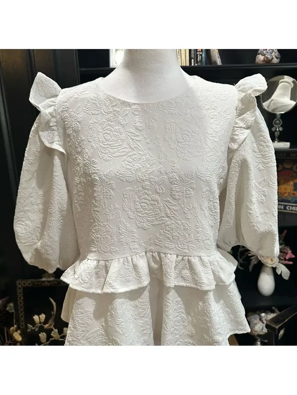 Anthropologies Free the Roses White Rose Tiered Blouse Size M - Image 4