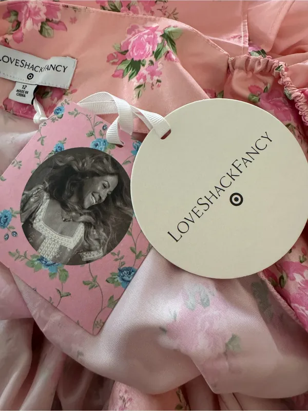 LoveShackFancy x Target Pink Floral Puff Sleeve Mini Dress NWT Cottagecore - Image 6