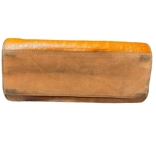 Kate Landry Crocodile Embossed Leather Satchel - Image 6