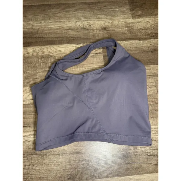 Dark Purple V-Neck‎ Longline Sports Bra Yoga Crop Top XS - Image 3