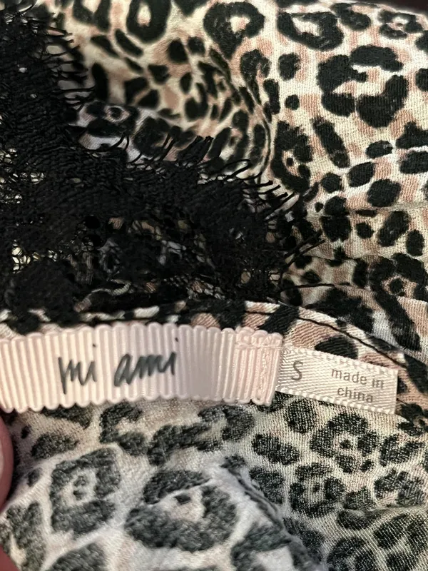 Mi Ami Tank Top Womens Small Black White Leopard Print Lace Cami Shirt - Image 5