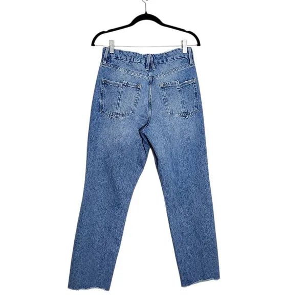Good American Cropped Straight Leg Jeans Size 4 Good American Distressed Denim - Image 2