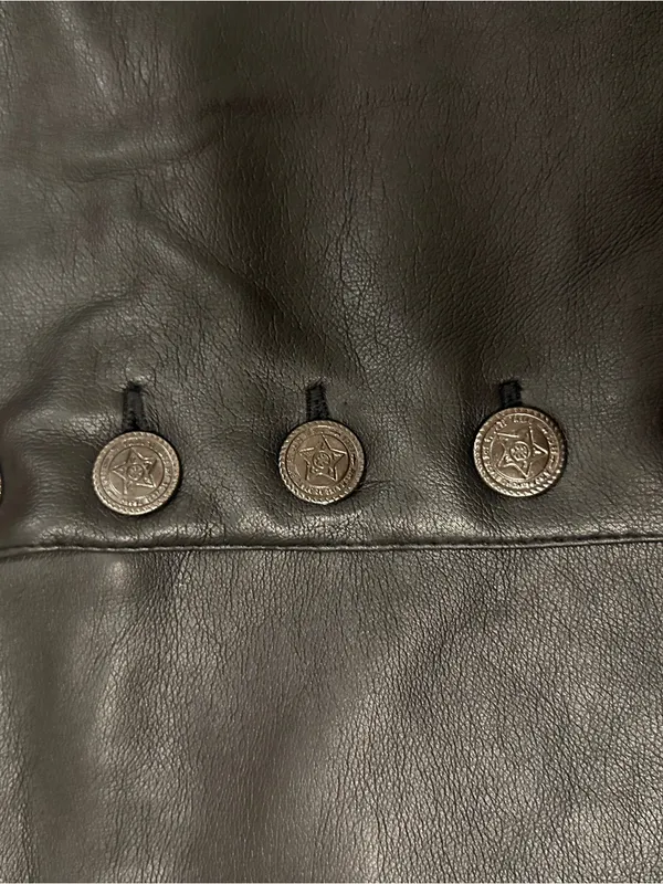 Black Faux Leather Button-Front Mini Skirt - Image 3