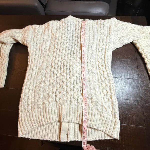 Brandy Melville Cardigan Sweater Fisherman One Size Cream Wool Blend Cable Knit - Image 4