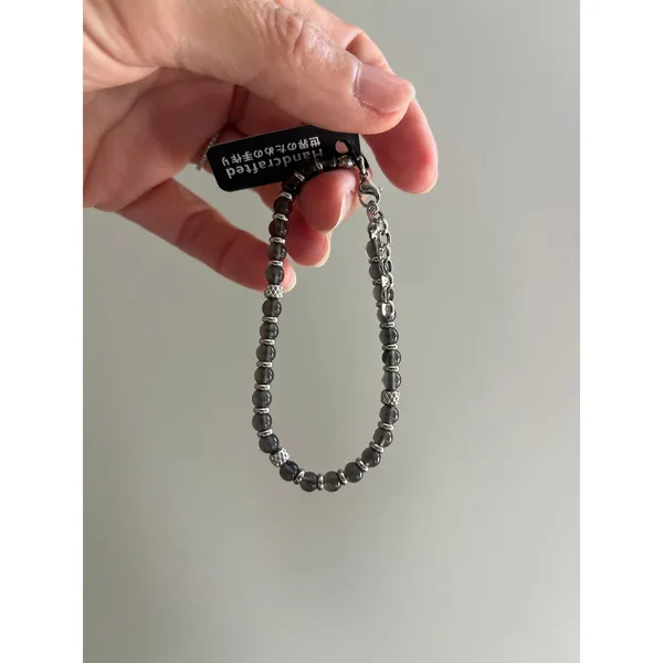 Handcrafted Silver Beaded Bracelet Boho Chic‎ Everyday Stackable Gift New in Box Gray - Image 2