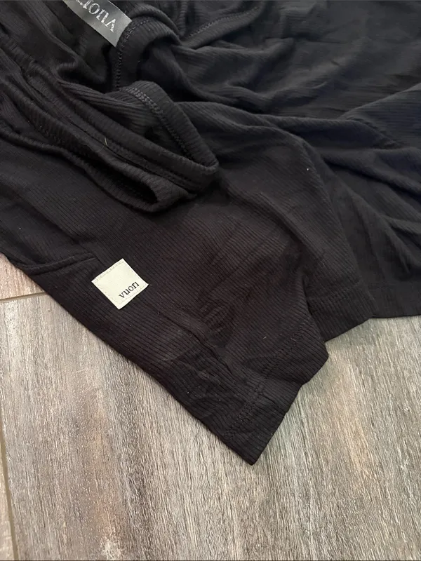 VUORI Torrey Black Ribbed Sleeveless Romper Small - Image 5