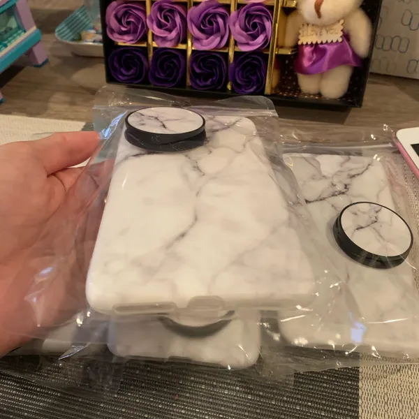 iPhone 12 pro max marble case&hand holder White - Image 4